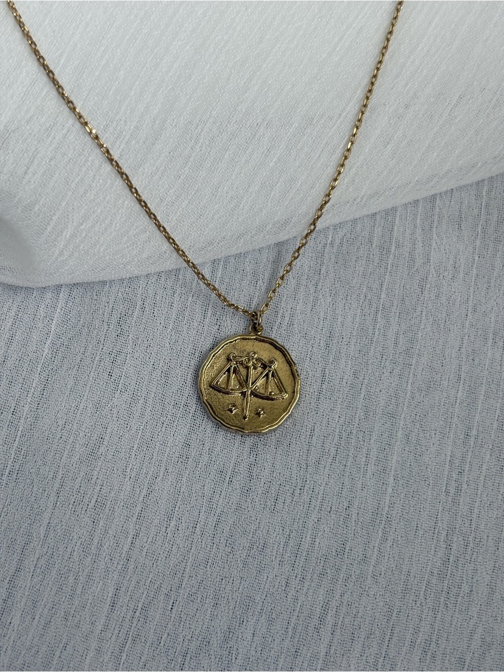 Gold Zodiac Libra Pendant Necklace